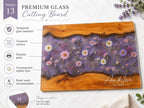 Glass Charcuterie Board - Custom Names, Blue and Wood Grain Design