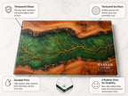 Personalized Emerald Geode Glass Board, Custom Family Kitchen Decor, Wood Look Housewarming Gift