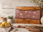 Custom Cutting Board: Blue Resin Style - Tempered Glass, Personalized Names