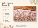 Personalized Family Monogram Serving Board, Pink Wildflower Glass Board, Custom Housewarming Gift