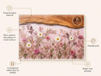 Personalized Family Monogram Serving Board, Pink Wildflower Glass Board, Custom Housewarming Gift
