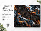 Custom Glass Cutting Board - Blue Resin Style with Gold Detail