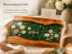 Personalized Floral Cutting Board, Green Daisy Glass Board, Custom Couple Kitchen Gift