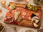 Personalized Floral Kitchen Decor Board, Coral Wildflower Serving Board, Custom Couple Housewarming Gift