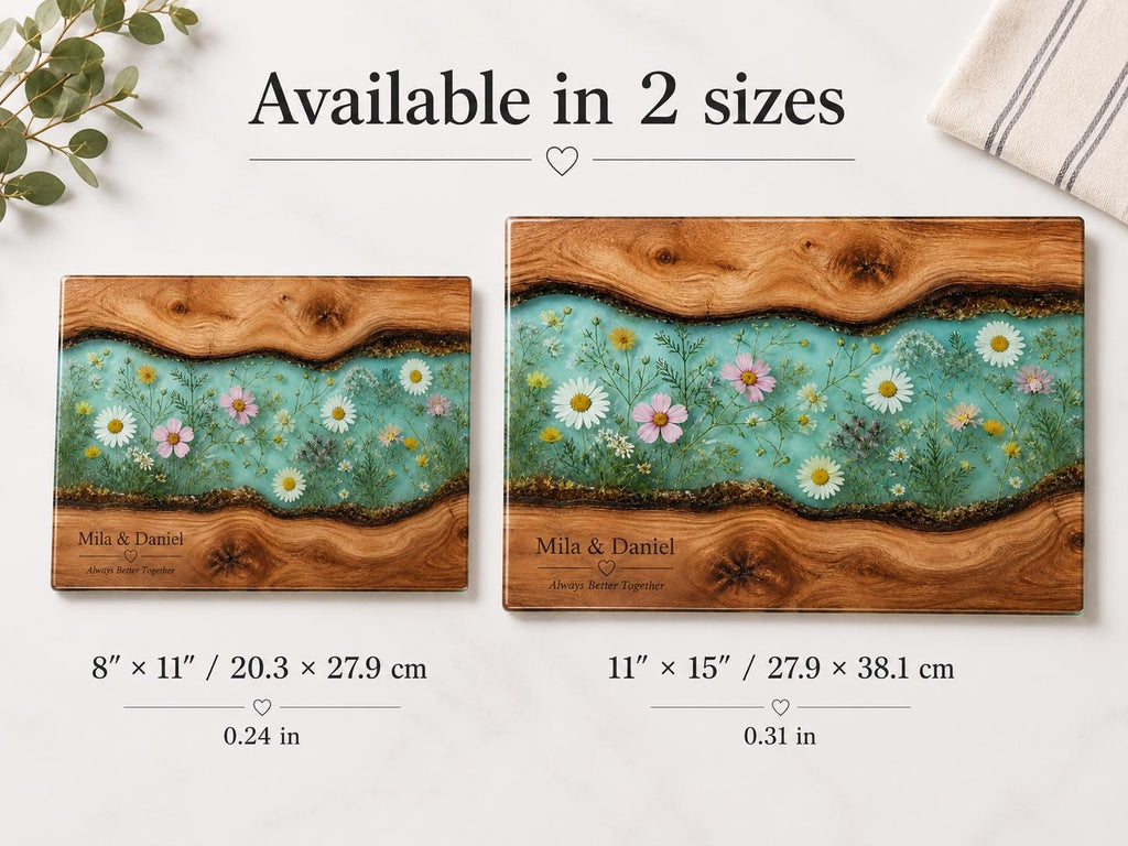 Personalized Cheese Board, Floral Cutting Board, Custom Couple Kitchen Gift