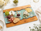 Personalized Glass Cutting Board: Blue Resin Look with Gold Accents