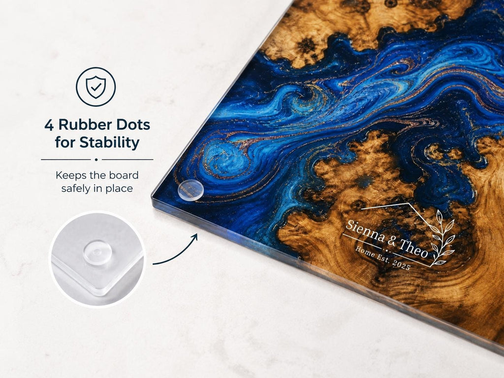 Glass Cutting Board: Personalized Purple Geode Art (Wedding or Housewarming)