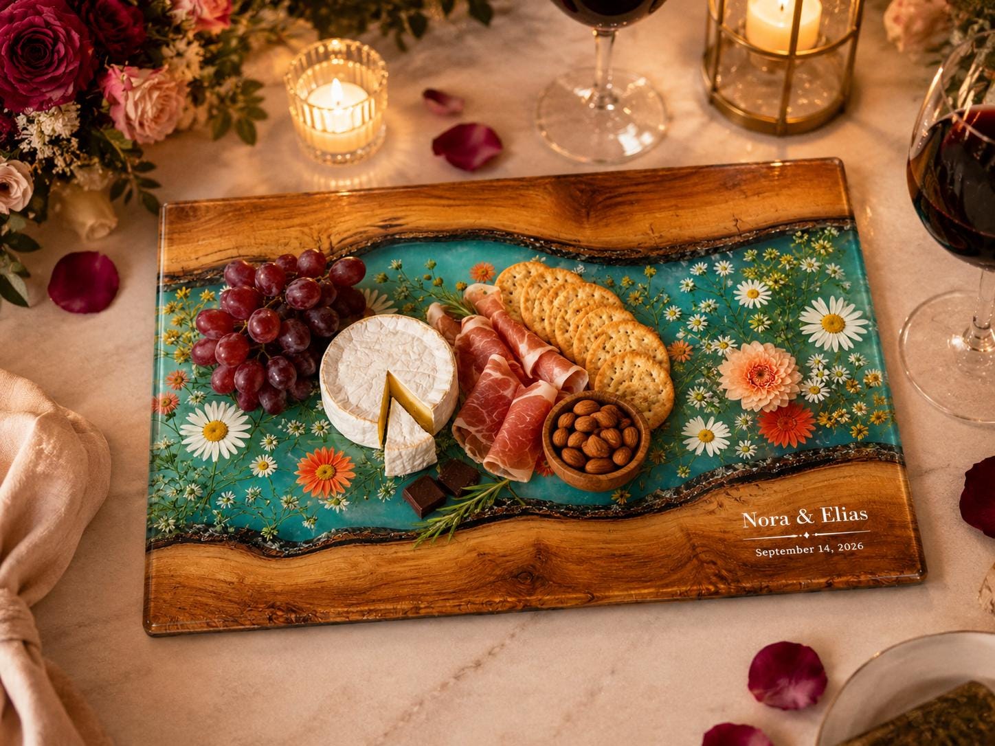 Floral Cutting Board, Personalized Charcuterie Board, Custom Kitchen Gift