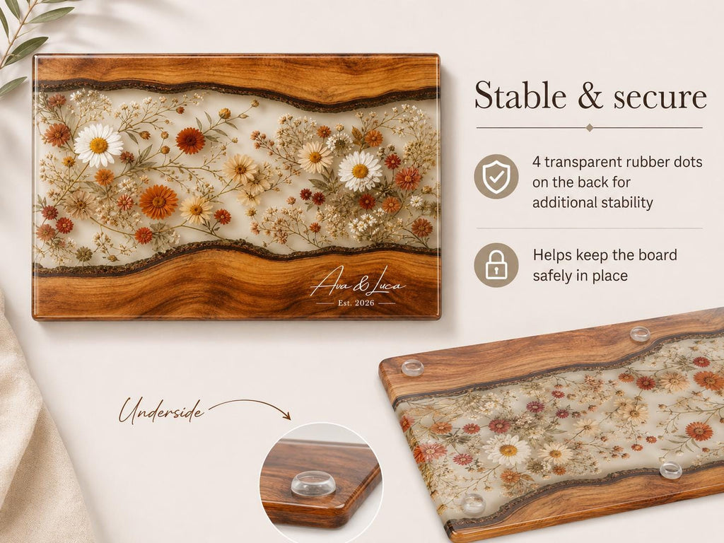 Personalized Floral Cutting Board, Custom Wood Chopping Board, Wildflower Charcuterie Board, Cheese Board Serving Tray