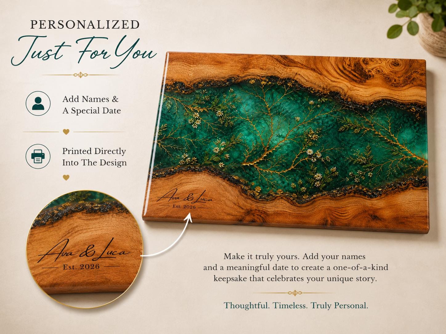 Glass Cutting Board: Custom Purple Geode Style - Personalized Names