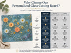 Personalized Floral Cutting Board, Botanical Charcuterie Board, Spring Kitchen Gift, Custom Couples Names Cutting Board