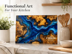 Custom Cutting Board: Blue Resin Look - Personalized Couple Names