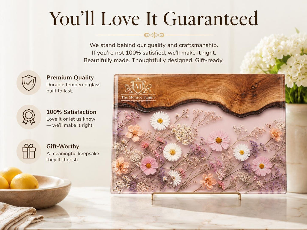 Glass Cutting Board: Purple Geode Art - Personalized with Names