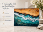 Personalized Beach Cutting Board, Ocean Wave Glass Board, Custom Couple Kitchen Gift