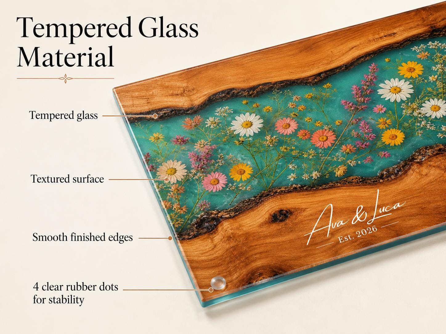 Personalized Cutting Board, Wildflower Chopping Board, Floral Kitchen Gift