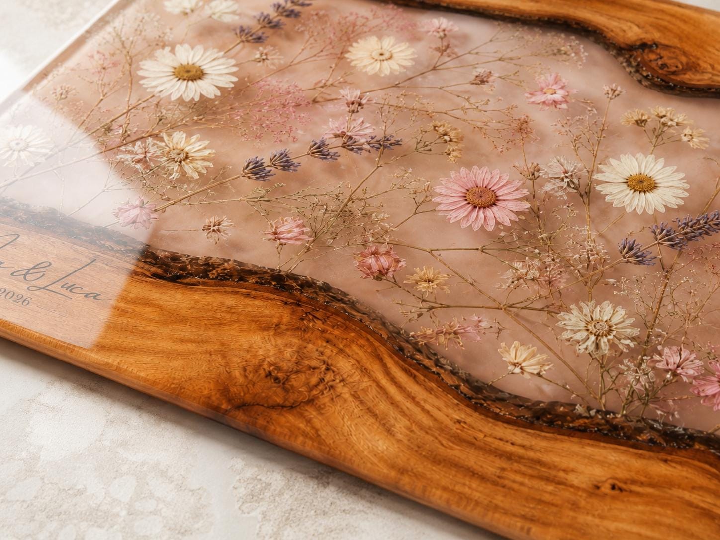 Glass Cutting Board: Custom Blue Resin Design (Personalized Kitchen Decor)
