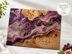 Personalized Glass Cutting Board, Purple Geode Kitchen Decor, Custom Couple Name Board, Wedding or Anniversary Gift