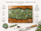 Personalized Cutting Board, Green Floral Chopping Board, Family Kitchen Gift