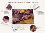 Personalized Glass Cutting Board, Purple Geode Kitchen Decor, Custom Couple Name Board, Wedding or Anniversary Gift