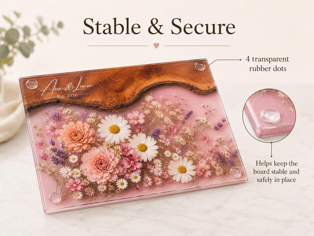Bridal Shower Gift Cutting Board, Pink Floral Personalized Cheese Board