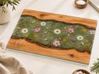 Custom Glass Cutting Board - Blue Resin Style with Gold Details