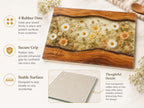 Personalized Floral Cutting Board, Neutral Daisy Glass Board, Custom Wedding Kitchen Gift