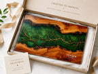 Personalized Emerald Geode Glass Board, Custom Family Kitchen Decor, Wood Look Housewarming Gift