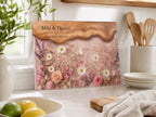 Personalized Chopping Board, Pink Floral Cheese Board, Bridal Shower Gift