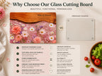 Personalized Glass Cutting Board, Pink Floral Tempered Glass Board, Custom Couple Wedding Gift