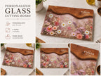 Personalized Glass Cutting Board: Purple Geode Design with Names