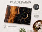 Personalized Glass Cutting Board, Purple Geode, Gold Accents (2 Sizes)