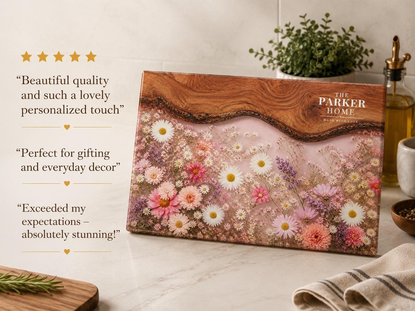 Personalized Glass Cutting Board: Purple Geode Design with Names