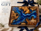 Custom Cutting Board: Blue Resin Look - Personalized Couple Names