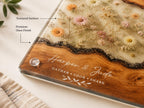Couples Personalized Cutting Board, Blue Resin and Wood Grain (Custom Names)