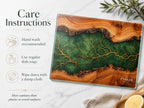 Personalized Emerald Geode Glass Board, Custom Family Kitchen Decor, Wood Look Housewarming Gift