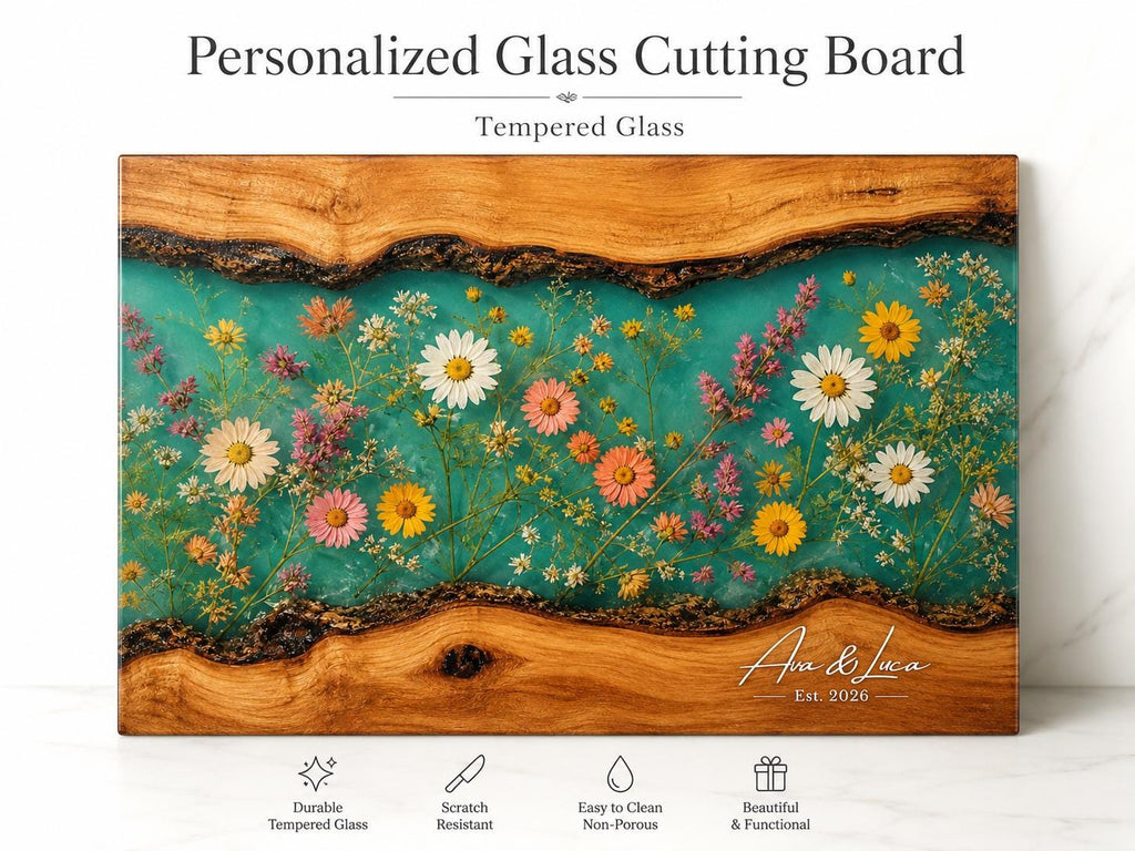 Personalized Cutting Board, Wildflower Chopping Board, Floral Kitchen Gift
