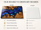 Personalized Glass Charcuterie Board, Blue Purple Galaxy Serving Board, Custom Couple Name Cutting Board Gift
