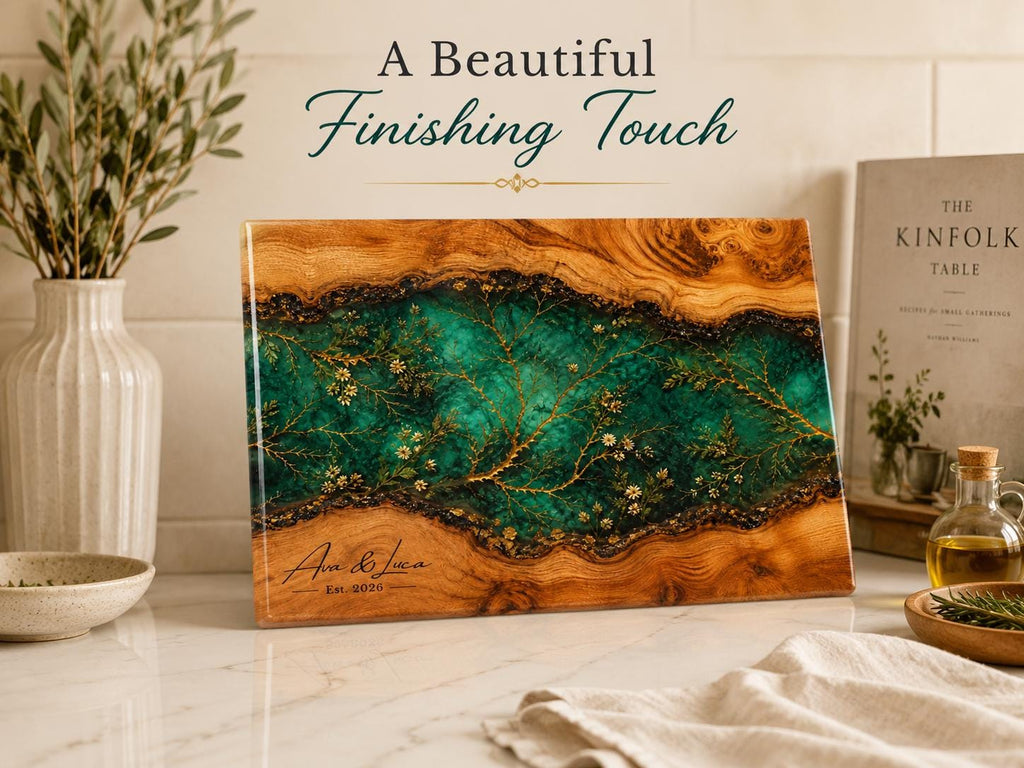 Glass Cutting Board: Custom Purple Geode Style - Personalized Names