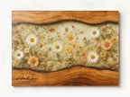 Personalized Floral Cutting Board, Neutral Daisy Glass Board, Custom Wedding Kitchen Gift