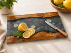 Personalized Cutting Board, Blue Floral Cheese Board, Custom Kitchen Gift