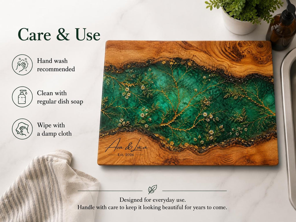Glass Cutting Board: Custom Purple Geode Style - Personalized Names