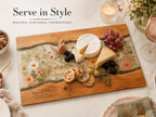 Personalized Cutting Board, Ivory Floral Cheese Board, Wedding Gift Idea