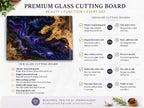 Glass Cutting Board: Personalized Blue Resin Style (Wedding or Housewarming)