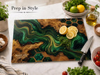 Custom Glass Cutting Board: Purple Geode Style - Personalized Names
