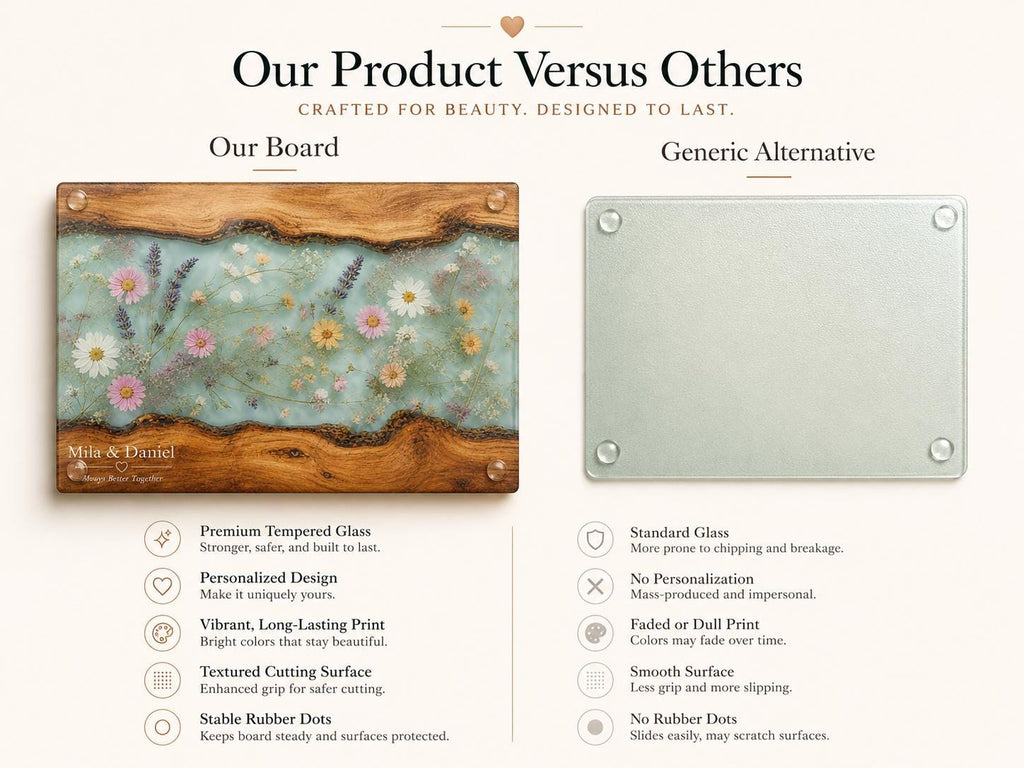 Glass Charcuterie Board: Personalized Blue Resin Design (Two Sizes)