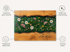 Custom Glass Cutting Board: Blue Resin Style - Personalized Names Included