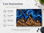 Custom Glass Cutting Board: Blue Resin Style - Names and Dates Included