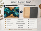 Personalized Glass Cutting Board - Blue Resin Style with Gold Details