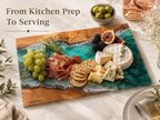 Personalized Glass Cutting Board: Blue Resin Look, Custom Names