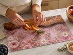 Personalized Pink Daisy Serving Board, Floral Glass Charcuterie Board, Custom Couple Wedding Gift